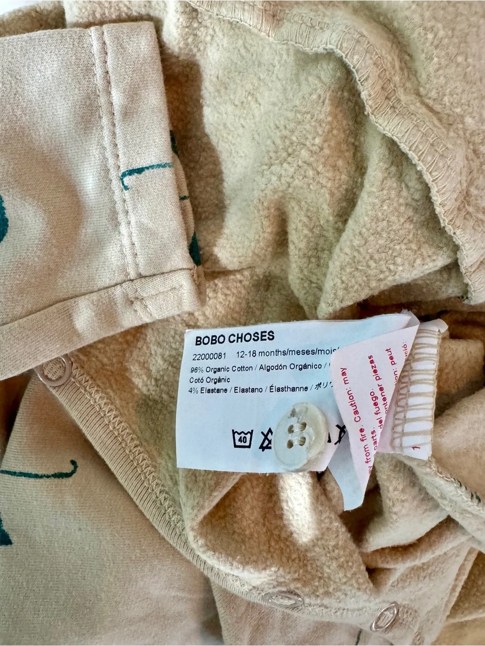 Bobo Choses Beige One-Piece with Teal Umbrella Print
